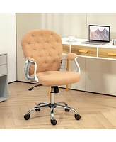 Vinsetto Vanity Office Chair Tufted Backrest Swivel Rolling with Height Adjustable