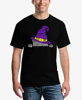 La Pop Art Men's Peeking Witch Cat Word T-Shirt