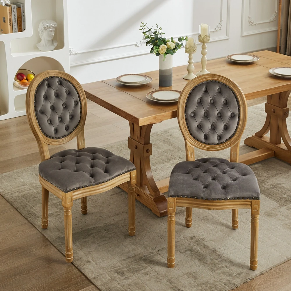 Streamdale Furniture Velvet Dining Chairs with Nailhead Trim (Set of 2)