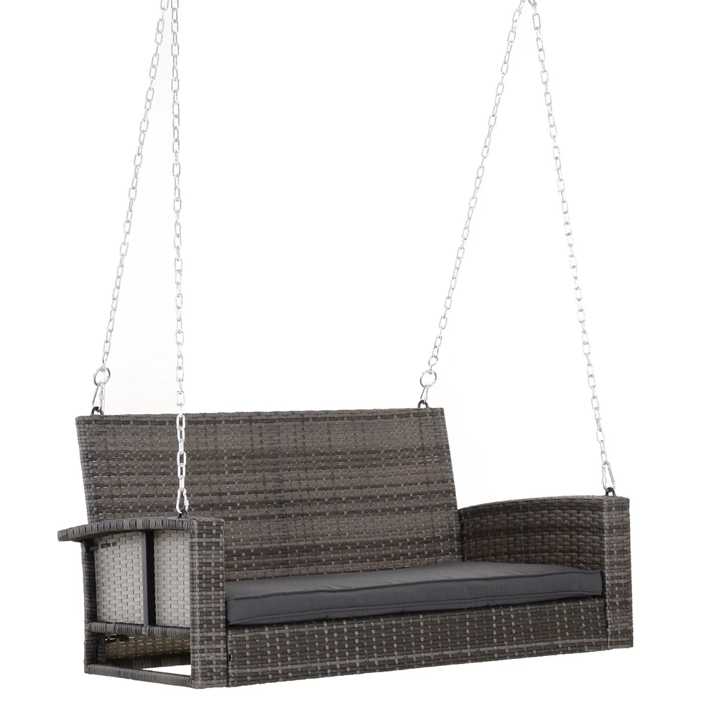 Streamdale Furniture 2-Person Wicker Swing Bench with Cushions