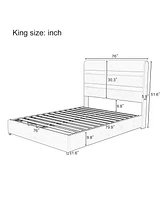 Streamdale Furniture Hydraulic Storage Bed with Led Headboard, No Box Spring