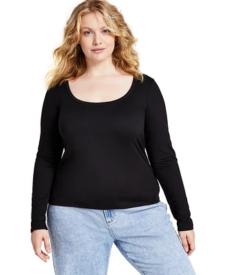 And Now This Trendy Plus Scoop-Neck Long-Sleeve Jersey Top, Created for Macy's