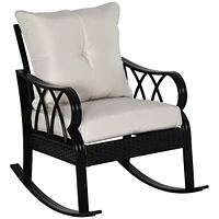 Streamdale Furniture Wicker Rocking Chair with Cushions for Garden, Patio, Backyard