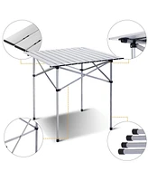 Sugift Roll Up Portable folding Camping Aluminum Picnic Table
