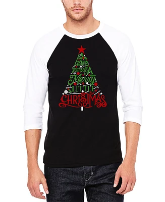 La Pop Art Men's Have Yourself a Merry Little Christmas Raglan Baseball Word T-Shirt