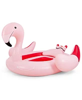Sugift 6 People Inflatable Flamingo Floating Island with 6 Cup Holders for Pool and River