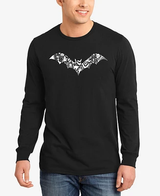 La Pop Art Men's Halloween Bat Word Long Sleeve T-Shirt