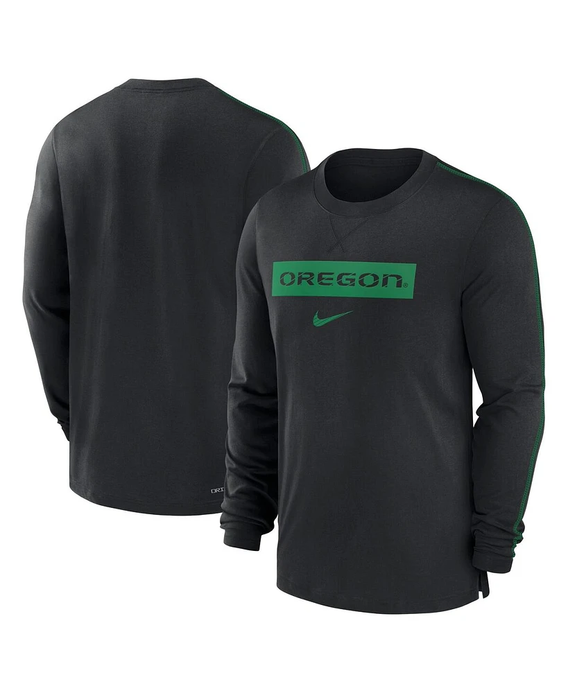 Nike Men's Black Oregon Ducks 2024/25 Sideline Player Tri-Blend Performance Long Sleeve T-Shirt