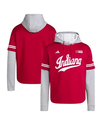 Adidas Men's Crimson Indiana Hoosiers Pullover Baseball Jersey Hoodie