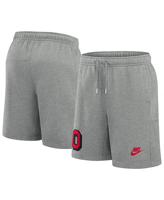 Nike Men's Heather Gray Ohio State Buckeyes Legacy Essential Fleece Shorts