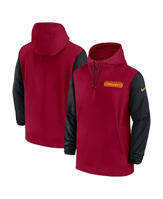 Nike Men's Burgundy/Black Washington Commanders 2024/25 Sideline Pre-Game Player 1/2-Zip Hoodie Jacket