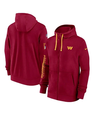 Nike Men's Burgundy Washington Commanders 2024 Sideline Club Full-Zip Hoodie