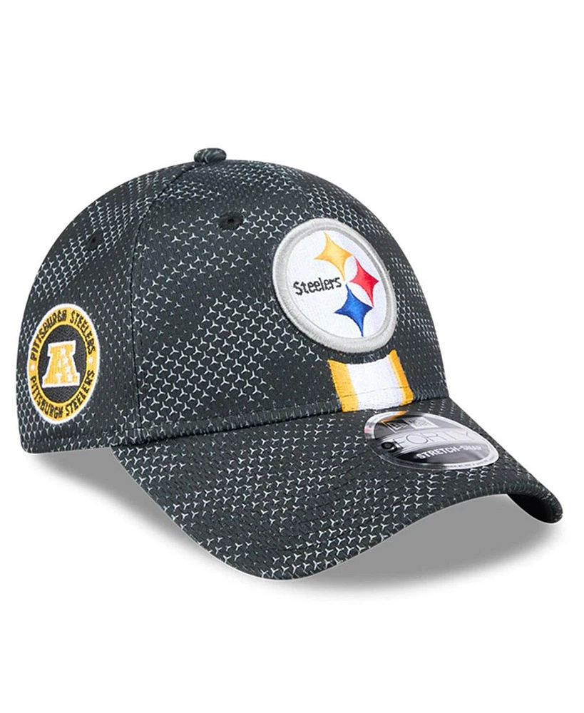 New Era Men's Black Pittsburgh Steelers 2024 Sideline 9FORTY Stretch-Snap Hat