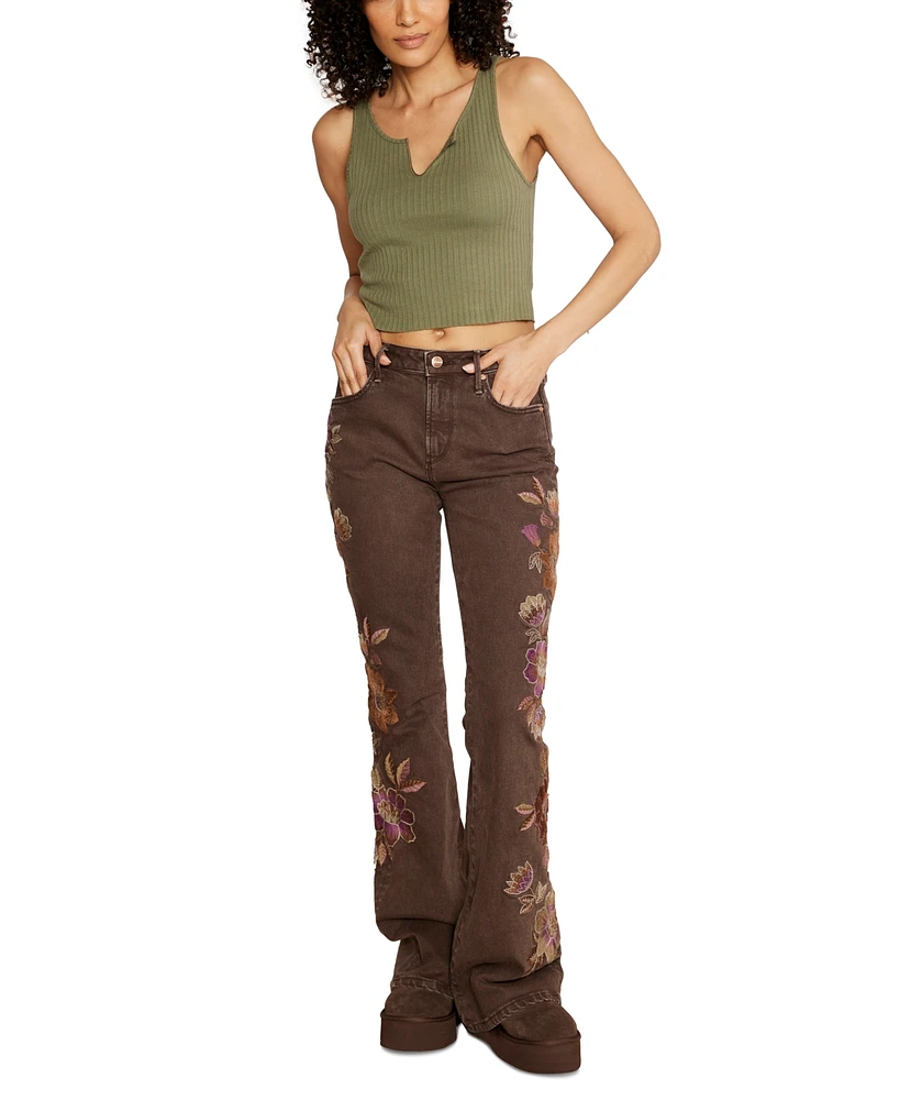 Driftwood Women's Farrah Embroidered Flare Jeans