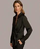 Donna Karan New York Women's Collared Tie-Waist Shirt