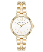 Anne Klein Women's Quartz Modern White Enamel and Gold-Tone Alloy Metal Watch, 30mm - White/Gold