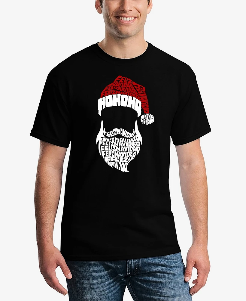 La Pop Art Men's Feliz Navidad Santa Claus Word T-Shirt