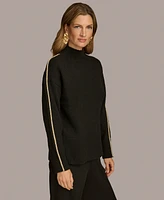 Donna Karan New York Women's Metallic Trim Mock-Neck Sweater