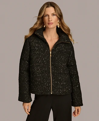 Donna Karan New York Women's Micro-Sequin Puffer Jacket