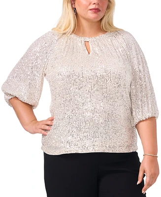 Vince Camuto Plus Sequined Dolman-Sleeve Top