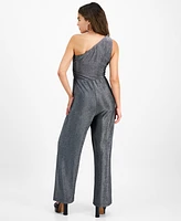 Bar Iii Petite Sparkle-Knit One-Shoulder Jumpsuit, Created for Macy's