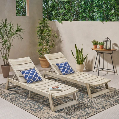 Acacia Wood Chaise Lounge Set (Set Of 2)