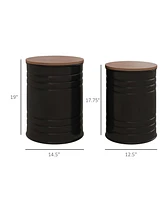 Nesting Storage Ottomans Set of 2 with Lids, Hidden Space