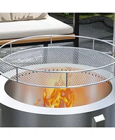 Streamdale Furniture 2-in-1 Wood Fire Pit and Bbq Grill