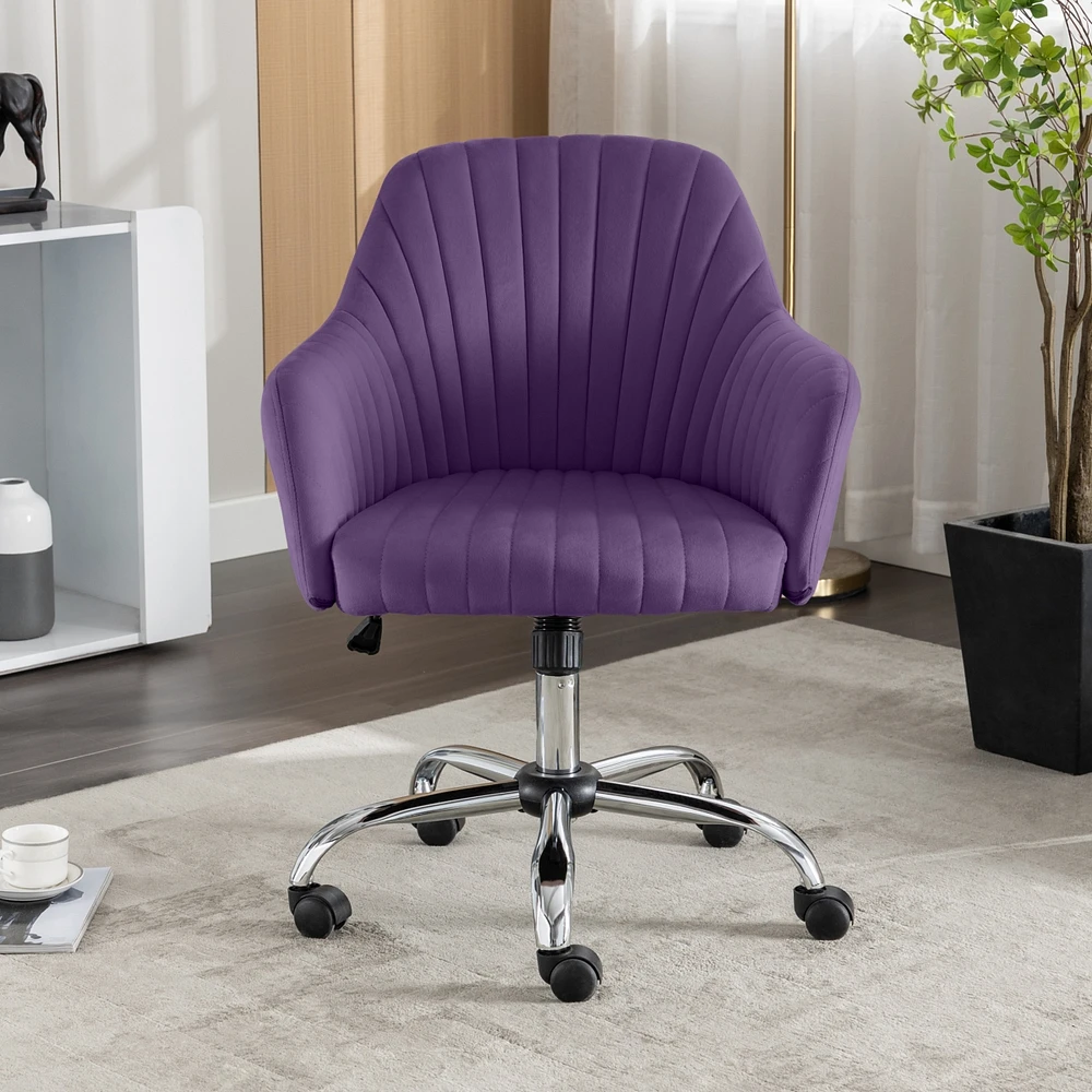 Streamdale Furniture Modern Velvet Accent Chair with Adjustable Height and Casters