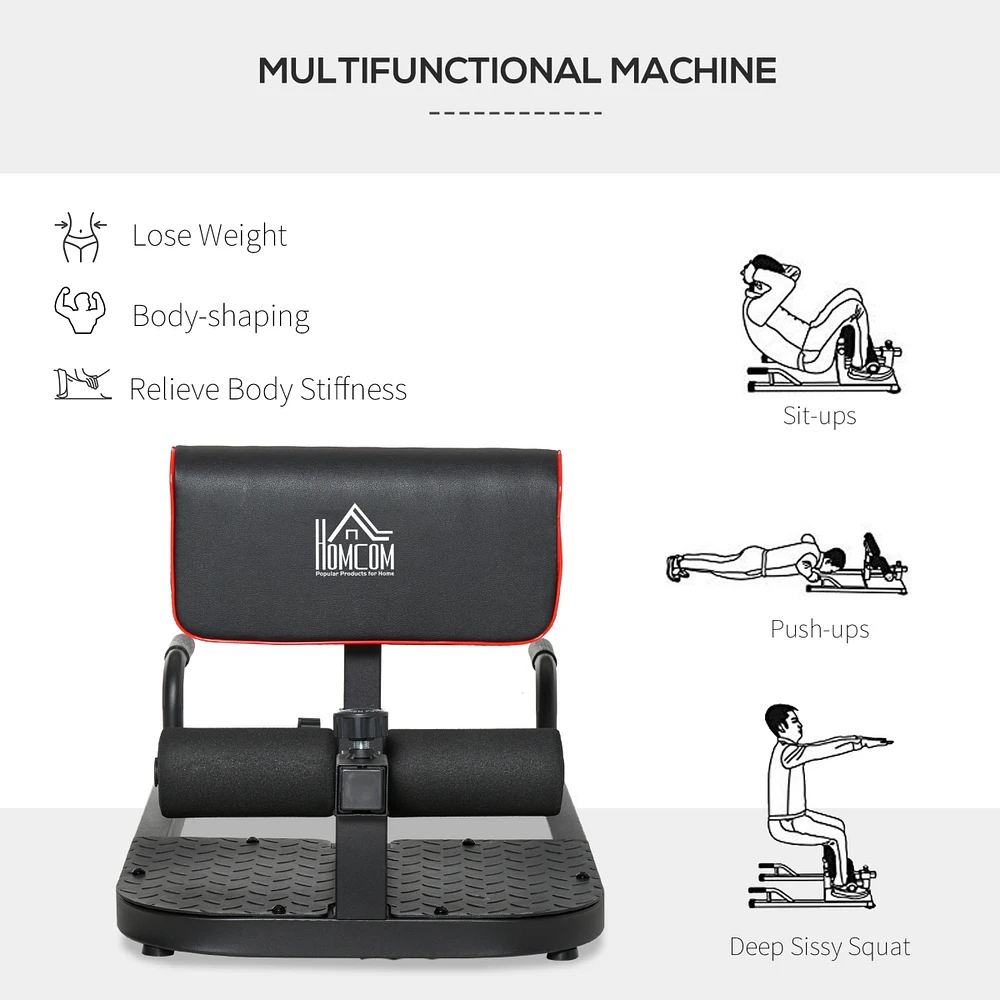Streamdale Furniture 3-in-1 Padded Push Up Sit Up Deep Sissy Squat Machine Home Gym Fitness Equipment, Black