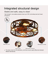 Caged Ceiling Fans with Lights, 20" Black Flush Mount