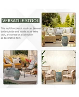 Woven Lattice Ceramic Garden Stool in Green
