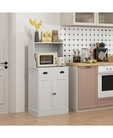 White Storage Cabinet with Adjustable Shelf and Cable Hole