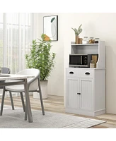 Streamdale Furniture White Storage Cabinet with Adjustable Shelf and Cable Hole