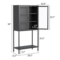 Heavy Duty Storage Cabinet with Glass Doors and Shelves