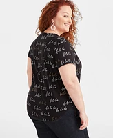 Style & Co Plus Size Whimsy Graphic Scoop-Neck T-Shirt