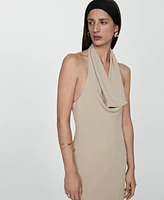 Mango Women's Draped Neckline Halter Dress