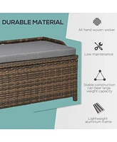 Streamdale Furniture Outdoor Rattan Storage Bench with Waterproof Bag and Cushion