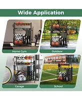 Sugift Garage Sports Equipment Organizer with Hooks & Baskets for Basketball