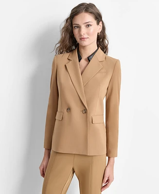 Dkny Petite Notched-Collar Double-Breasted Blazer