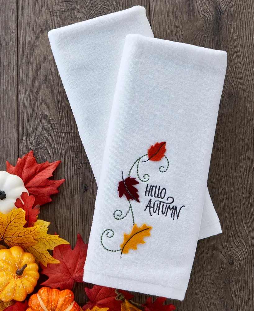 Skl Home Hello Autumn Cotton 2 Piece Hand Towel, 16" x 25"