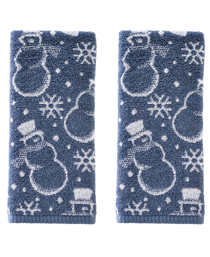 Skl Home Top Hat Snowman Jacquard Cotton 2 Piece Hand Towel, 16" x 26"