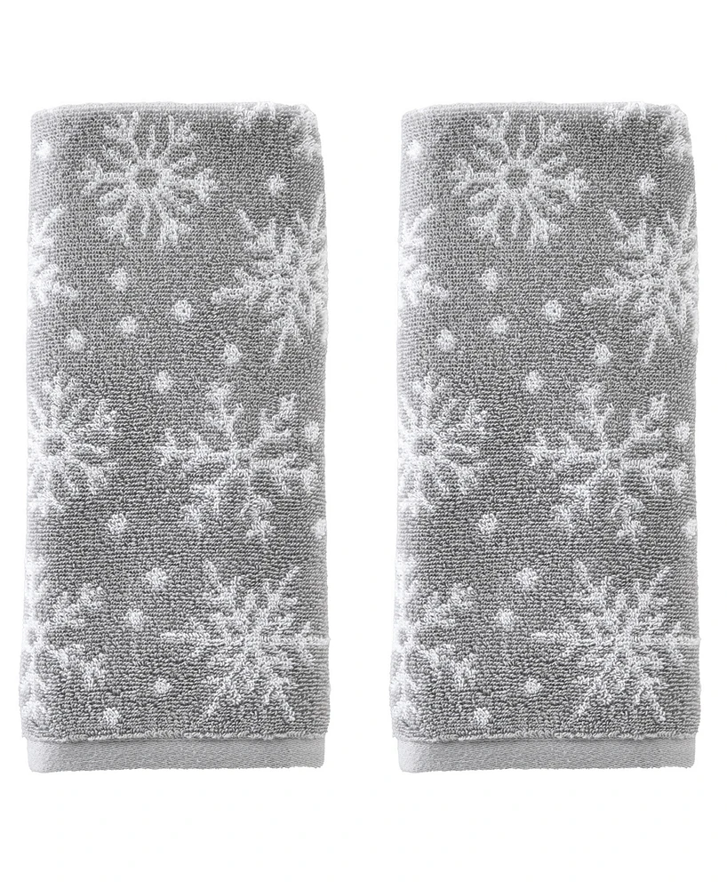 Skl Home Scattered Snowflakes Jacquard Cotton 2 Piece Hand Towel, 16" x 25"