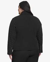 Dkny Plus Studded Asymmetric Moto Jacket