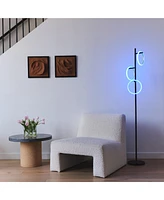 Brightech Saturn 66" Led Tree Floor Lamp with 3 Rgb Light Rings
