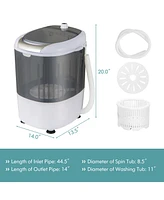 Sugift Portable Mini Washing Machine Semi-Automatic Washer and Spinner Combo with Single Tub-Gray