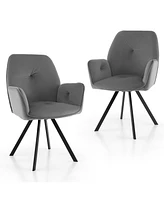 Sugift Set of 2 Swivel Accent Arm Chairs with Metal Legs and Wide Back