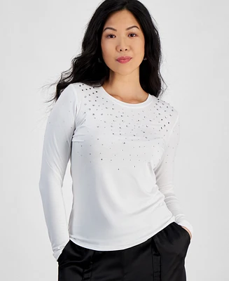 I.n.c. International Concepts Petite Rhinestone Sweater, Created for Macy's