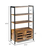 Sugift Industrial Storage Shelf with 2 Shutter Doors