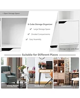 Skonyon Free Standing 9 Cube Storage Wood Divider Bookcase for Home and Office-White